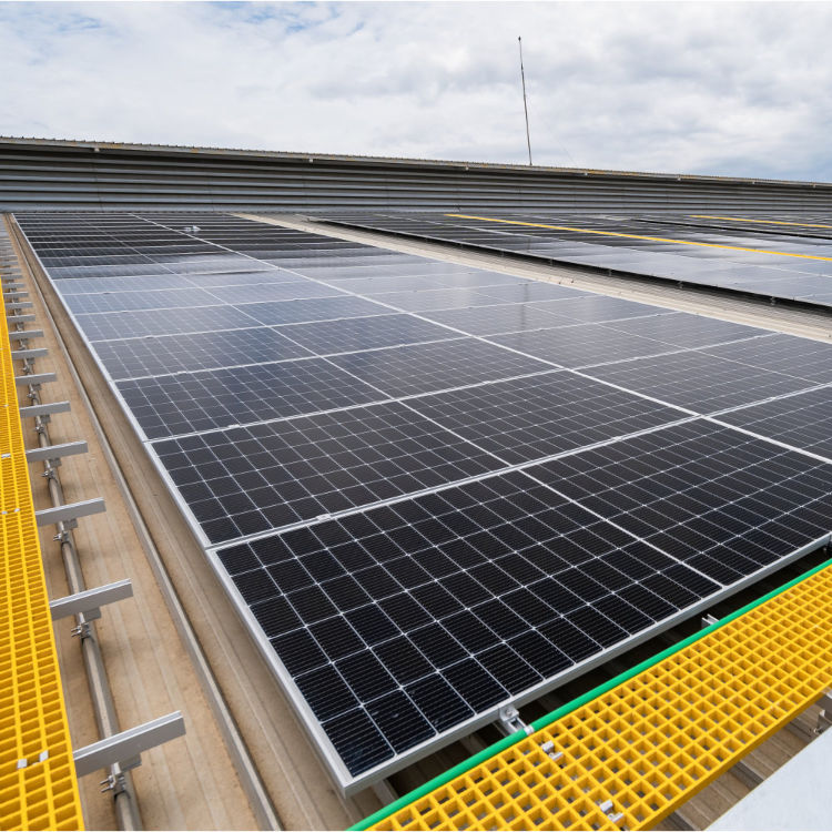 Solar array on factory roof